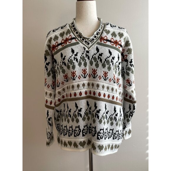 Vtg Croquet Sweater Womens M Fair Isle Made in USA 90s - Picture 1 of 7